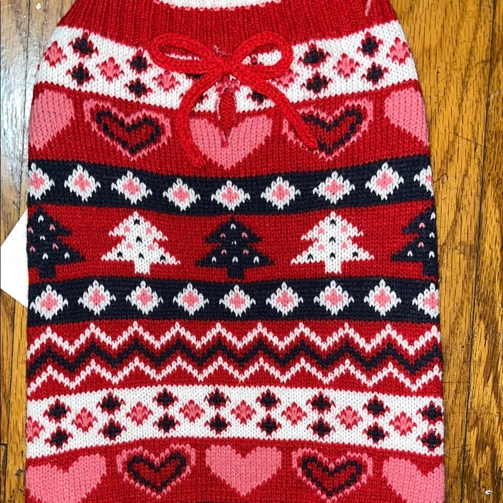 NWT Pet Posse Red and Pink Knit Dog Sweater Size Small